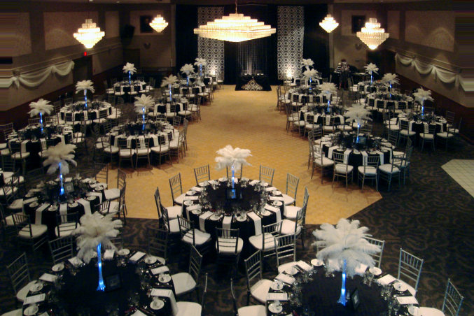 London Ukrainian Centre, a wedding hall dressed for wedding reception party